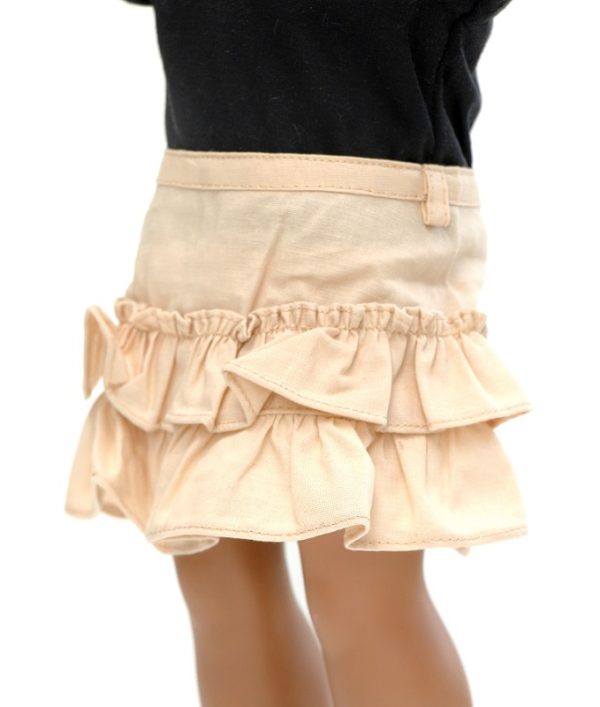 18 Inch Doll Ruffled Khaki Skirt