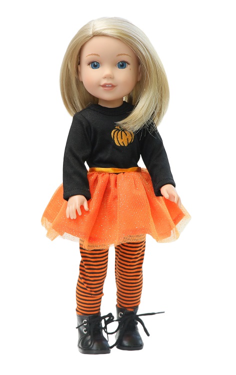 14.5 Inch Doll Pumpkin Tutu Outfit