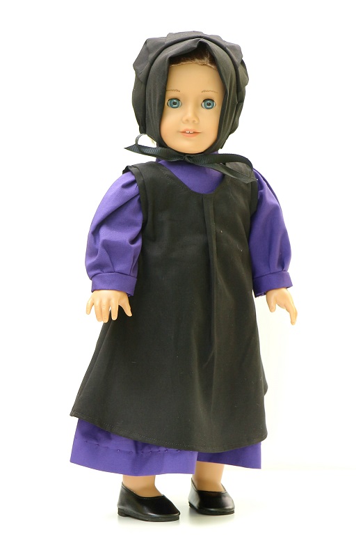 Suffix cocaine Raincoat 18 Inch Doll Purple 3-Piece Amish Dress, Apron & Bonnet - The Doll Boutique