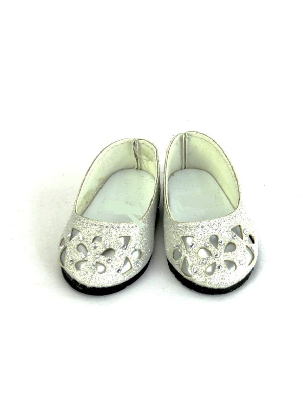 18 Inch Doll Silver Glitter Dress Shoes 1