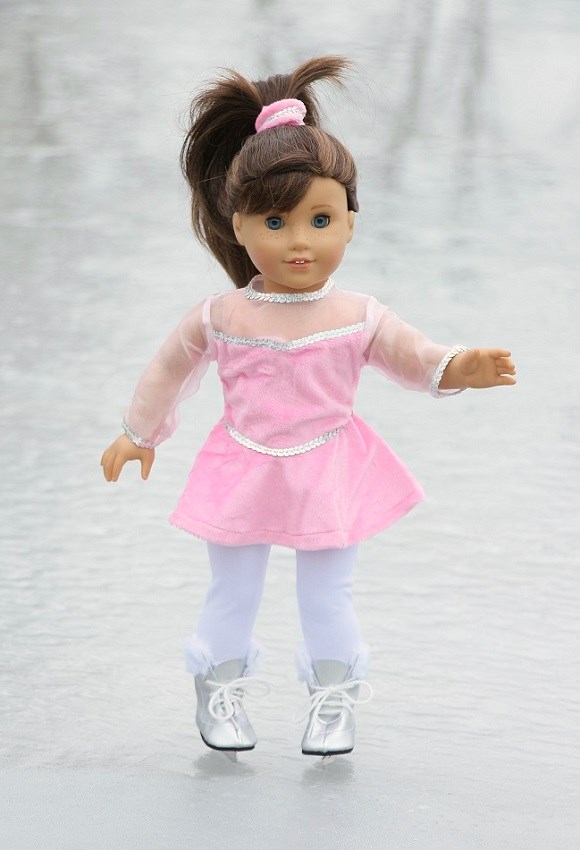 18 Inch Doll Pink Figure Skater Outfit Skates Included