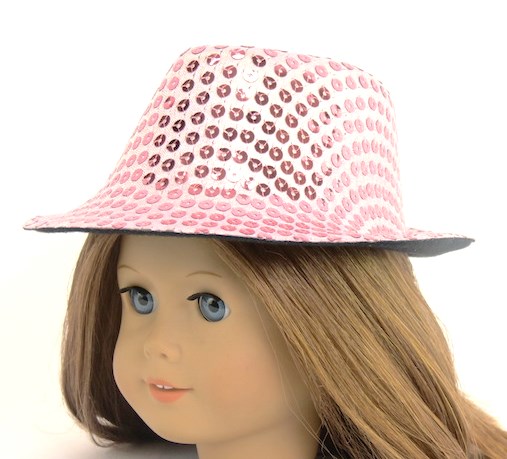 18 Inch Doll Pink Sequin Fedora Hat