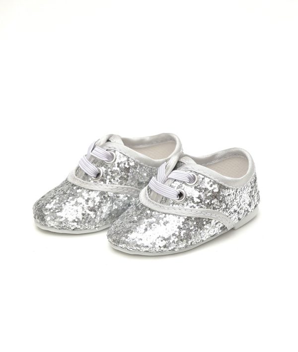18 Inch Doll Silver Glitter Dance Shoes