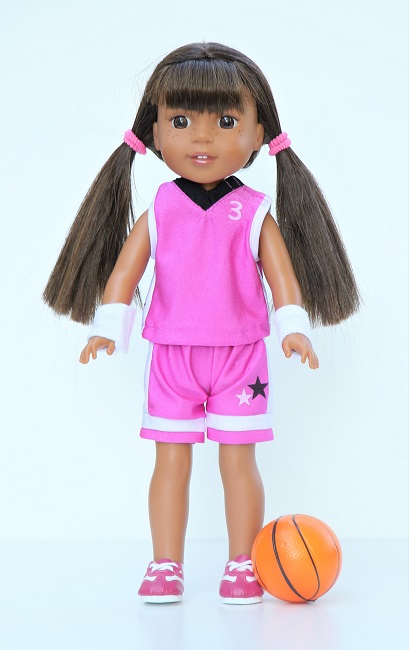 14.5 Wellie Wisher Doll Complete Basketball Outfit