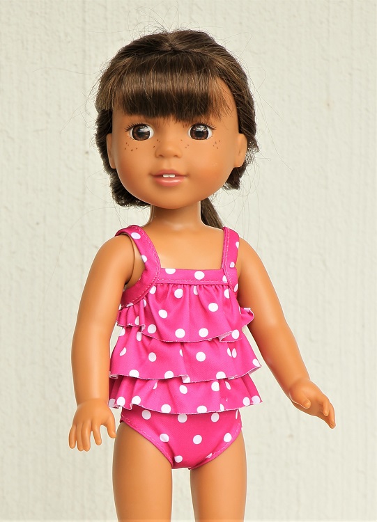 14.5″ Wellie Wisher Doll Hot Pink Tankini Swimsuit 1