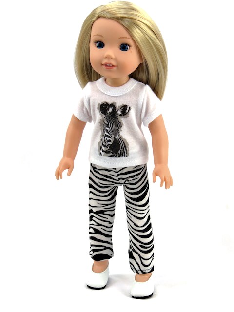 14.5 Wellie Wisher Doll Zebra T Shirt Leggings