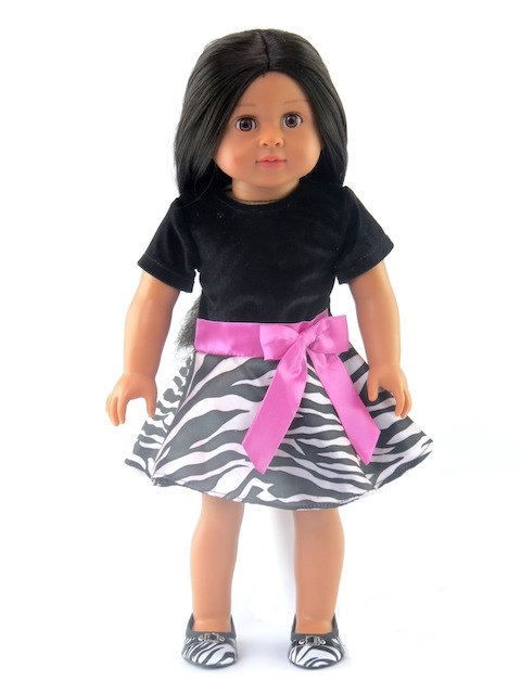 18 Doll Zebra Print Dress With Pink Bow