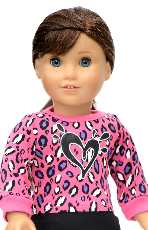 18 Doll Hot Pink Leopard Heart T Shirt