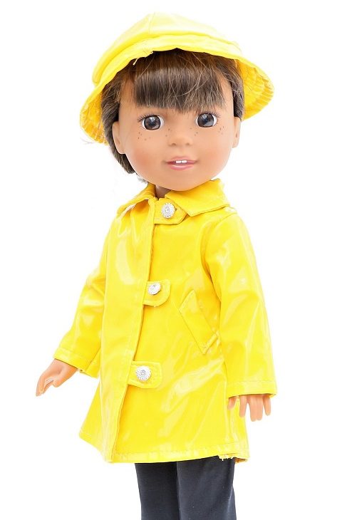 14.5 Wellie Wisher Doll Yellow Raincoat Hat 1