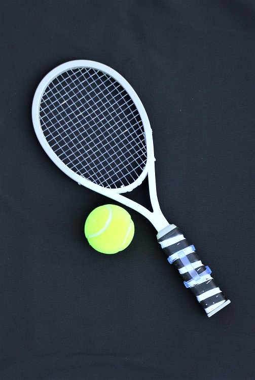 18 Doll Black Tennis Racket Ball