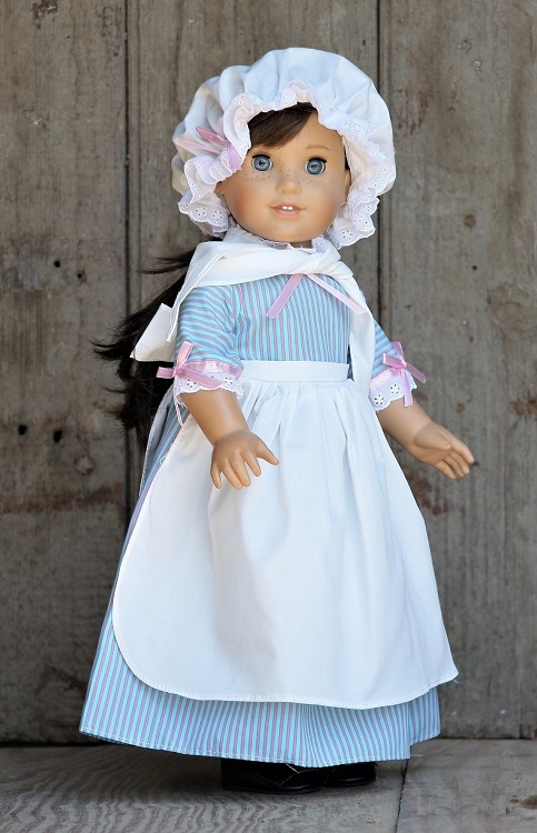 18 Doll Historical Colonial Blue Striped Dress Outfit 1