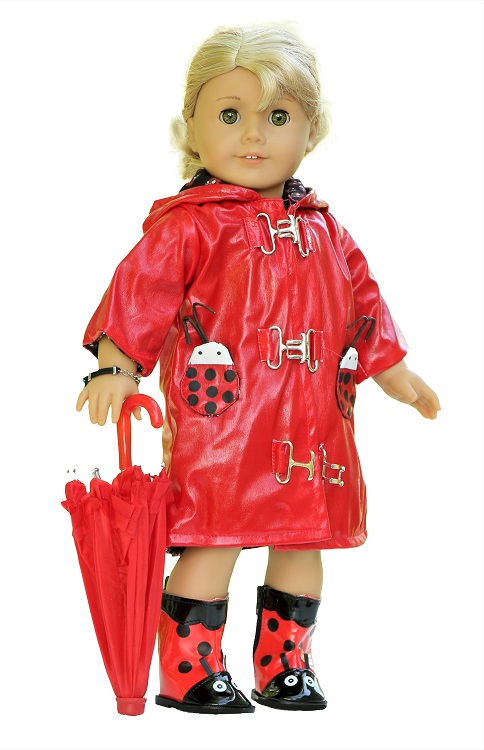 18 Doll Red Ladybug Raincoat Outfit