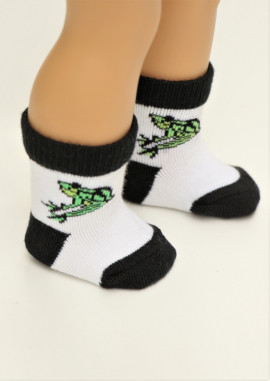 18 Doll Black White Frog Socks