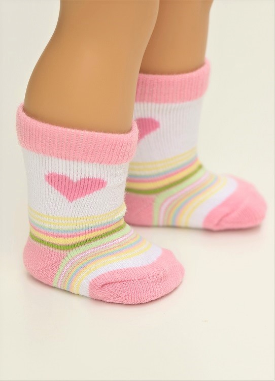 18 Doll Hearts Stripes Socks