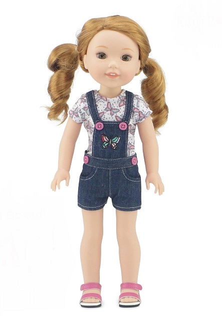 14.5 Doll Embroidered Overall Outfit Sandals