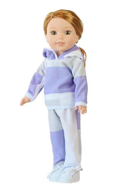 14.5 Doll Purple Patchwork Hoodie Jogger Outfit