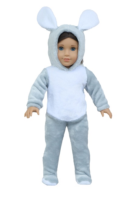 18 Doll Fuzzy Gray Bunny Costume