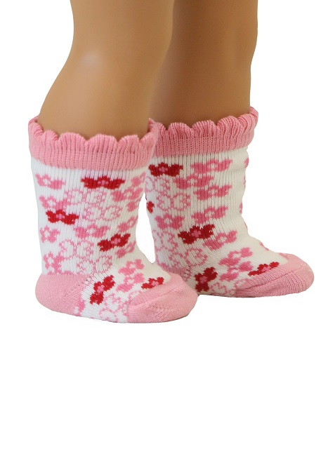 18 Doll Pink Floral Socks