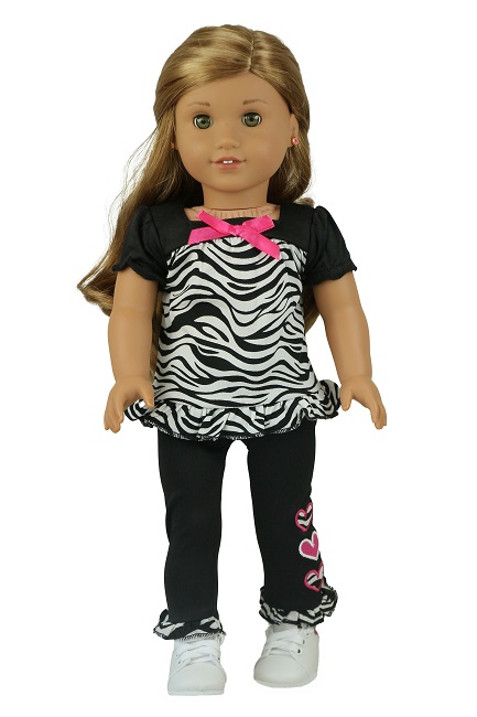18 Doll Zebra Hearts Pants Outfit