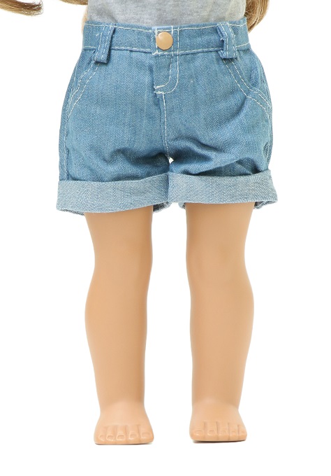 18 Doll Light Wash Denim Cuff Shorts