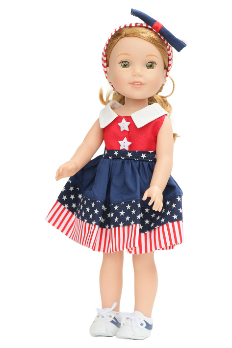 14.5 Doll Sleeveless Stars Stripes Dress
