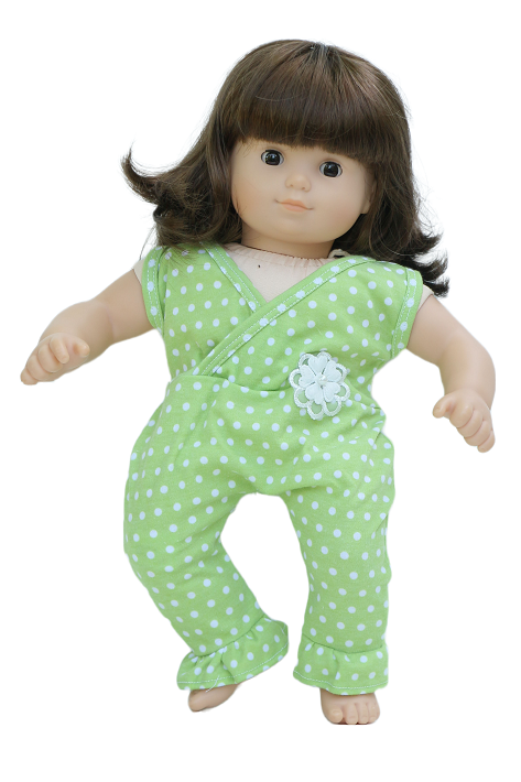 15 Bitty Baby Doll Lime Polka Dot Sleeveless Romper