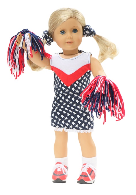 18 Doll Red White Navy Cheerleader Complete Outfit