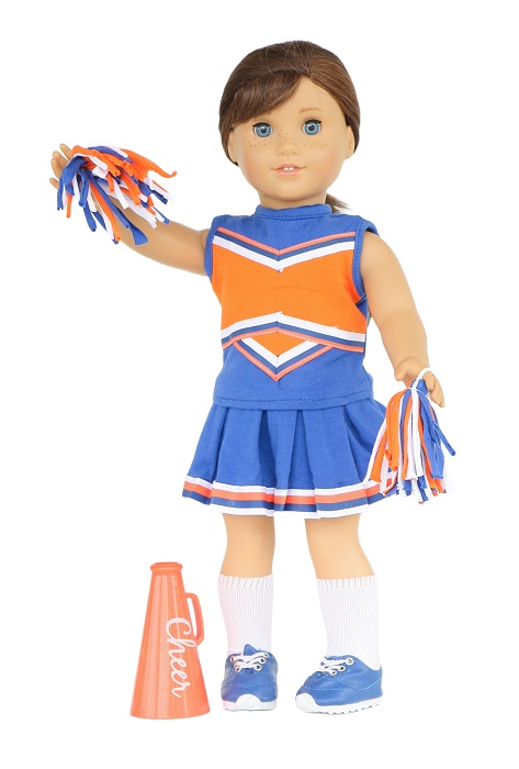 18 Inch Doll Blue Orange Cheer Outfit