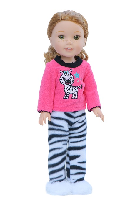 14.5 Inch Doll Fleece Zebra Pajamas
