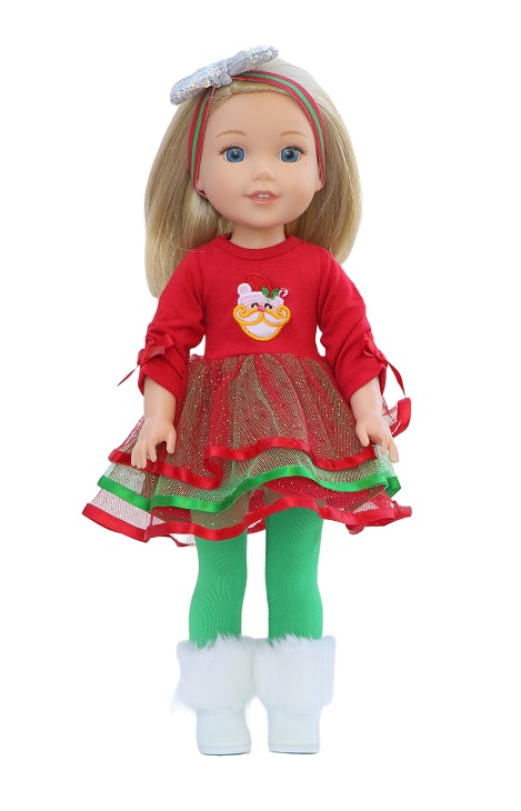 14.5 Inch Doll Santa Tutu Dress Leggings