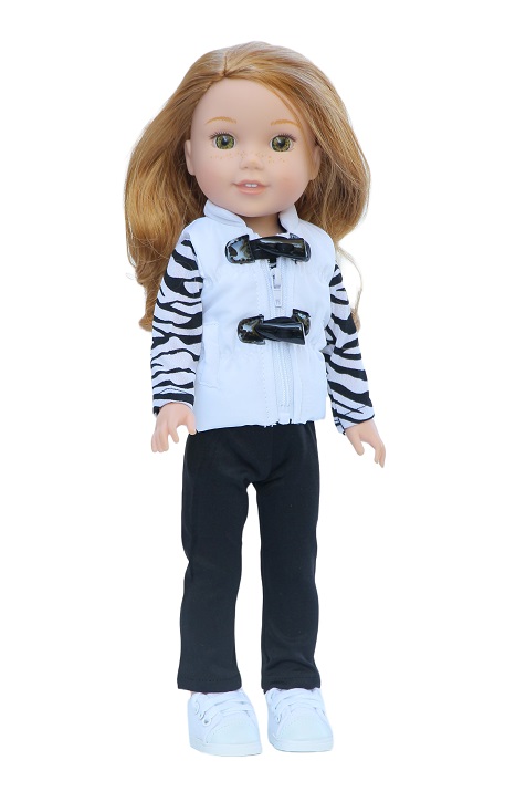 14.5 Inch Doll Zebra Puffer Vest Outfit 1
