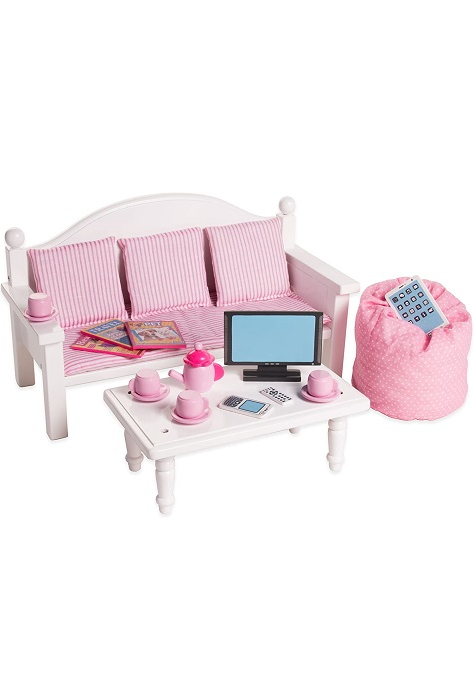 15 Piece Sofa Coffee Table With Accessories Doll Furniture Playset
