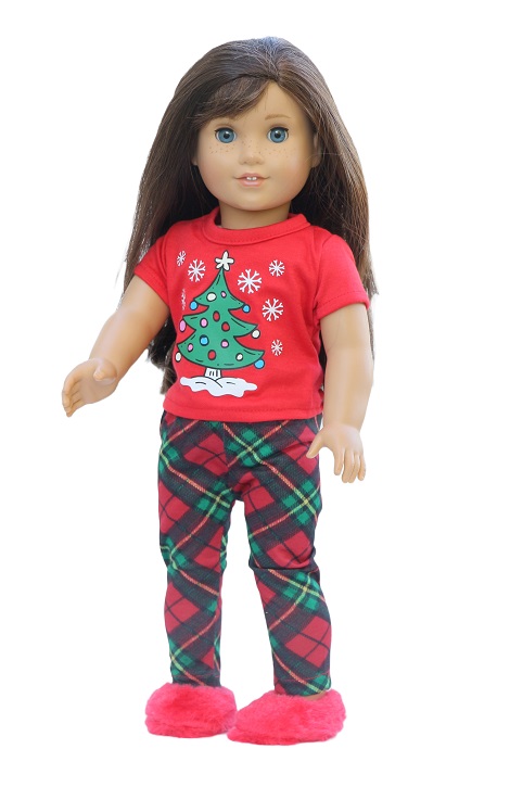 18 Inch Doll Christmas Tree T Shirt Plaid Pants