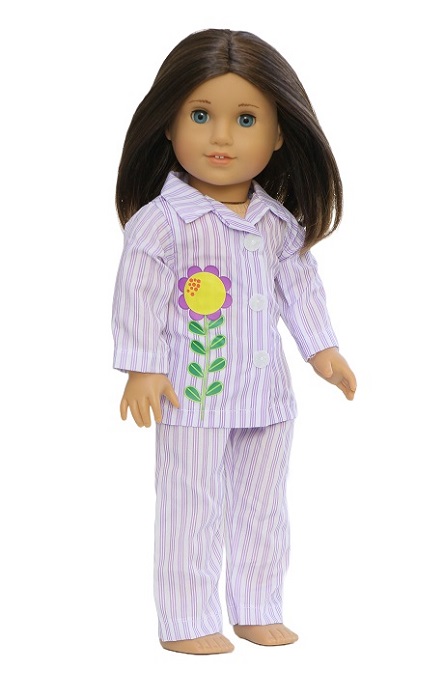 18 Inch Doll Purple Striped Pajamas