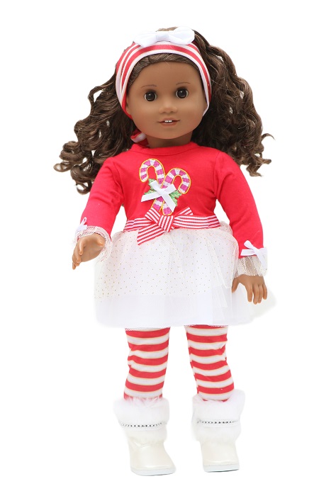 18 Inch Doll Red Candy Cane Tutu Leggings Headband