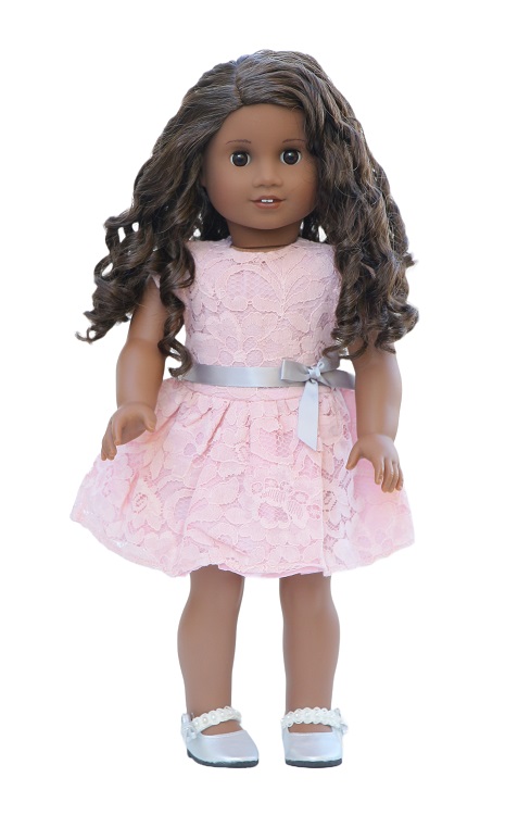 18 Inch Doll Rose Lace Overlay Sleeveless Dress