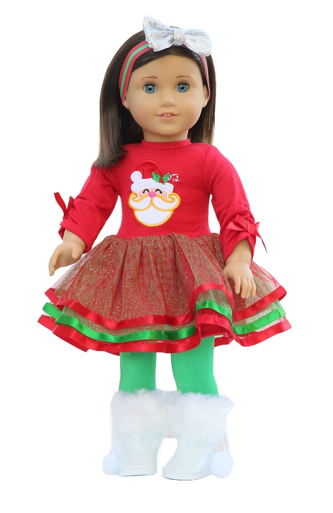18 Inch Doll Santa Tutu Dress Leggings