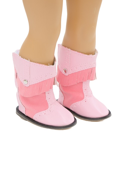 18 Inch Doll Two Tone Pink Western Cowgirl Boots
