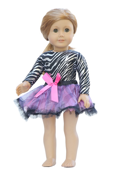 18 Inch Doll Zebra Leotard Tutu Skirt