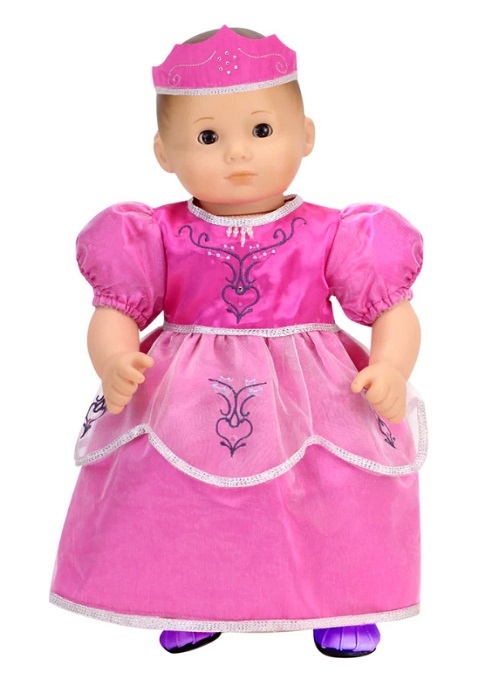 15 Bitty Baby Doll Hot Pink Princess Dress Matching Crown