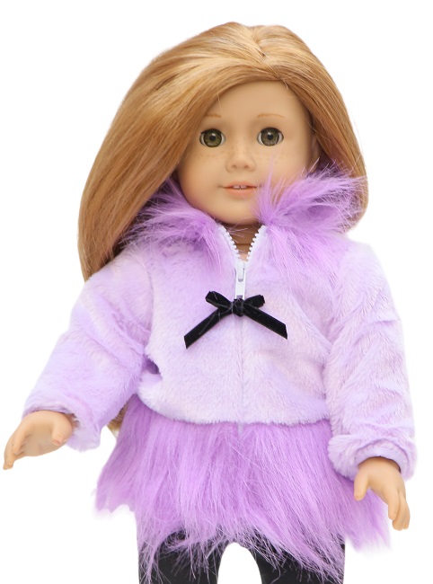 18 Doll Lavender Fur Zip Up Dress Coat