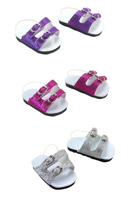 18 Doll Glitter Footbed Sandals